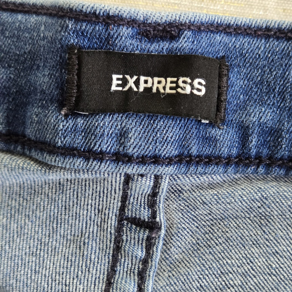 Express Jeans Womens 6 Super High Rise Slim Straight Distressed Stretch Denim - Picture 8 of 13